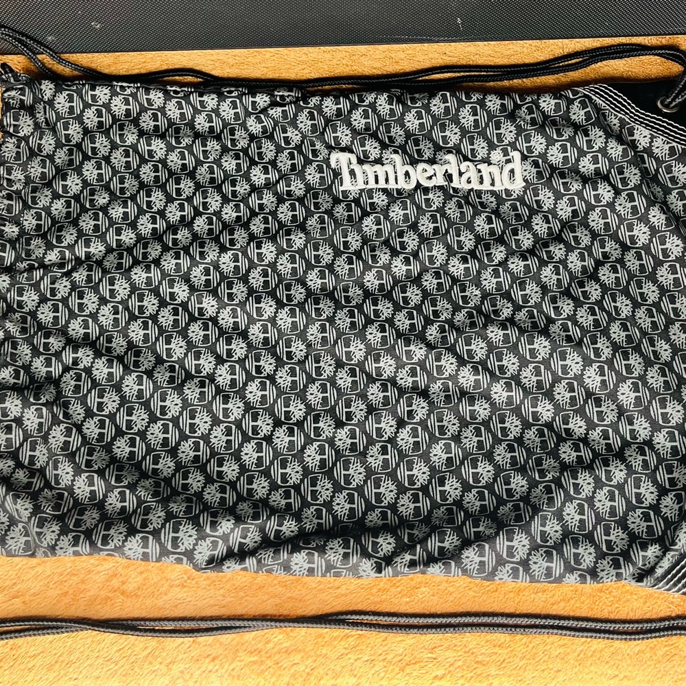 TIMBERLAND DRAWSTRING Black/Gray Logo Gym Bag Sack EUC!